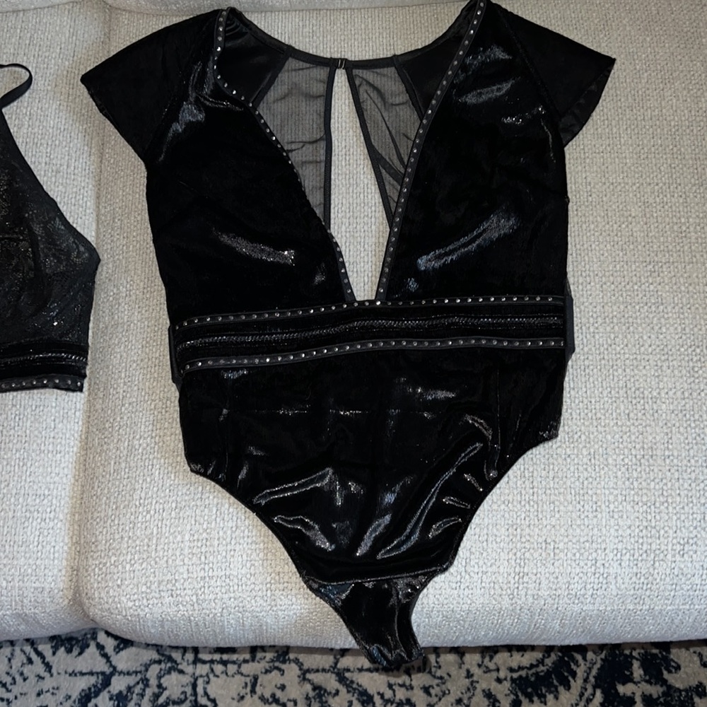 Victoria’s Secret Velvet and Lace Bodysuit NWOT